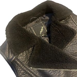 Vintage leather and Sherpa vest